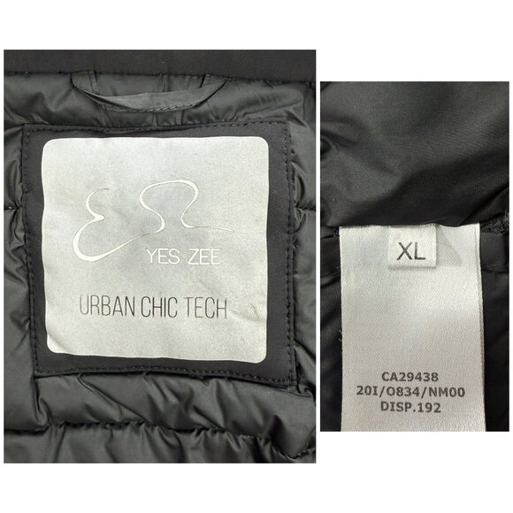 Yes Zee Coat Womens Extra Large XL Black Down Puffer Jacket Parka Hooded Winter - Picture 5 of 12